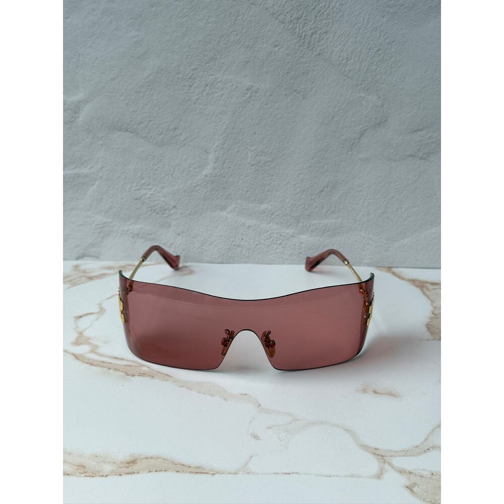 NEW Miu Miu MU B53 Mask Sunglasses in Gold Red $632 - Picture 4 of 7